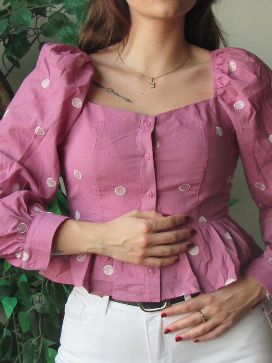 BLUSA LUNARES BORDADOS